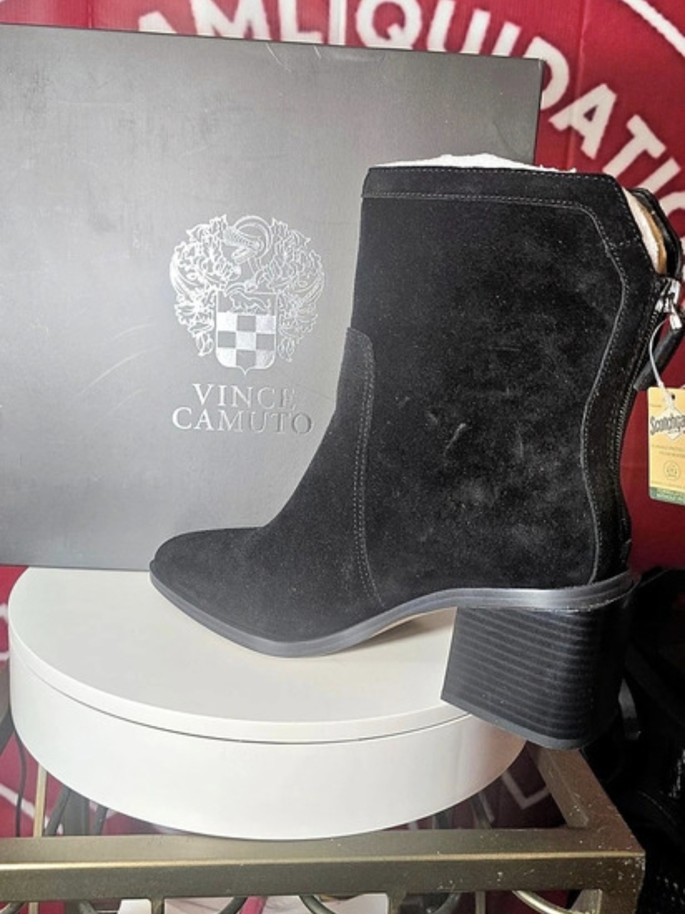 Vince Camuto Kortimy Water-Repellent Suede Mid-Shaft Boot Kortimy Black Heeled8W